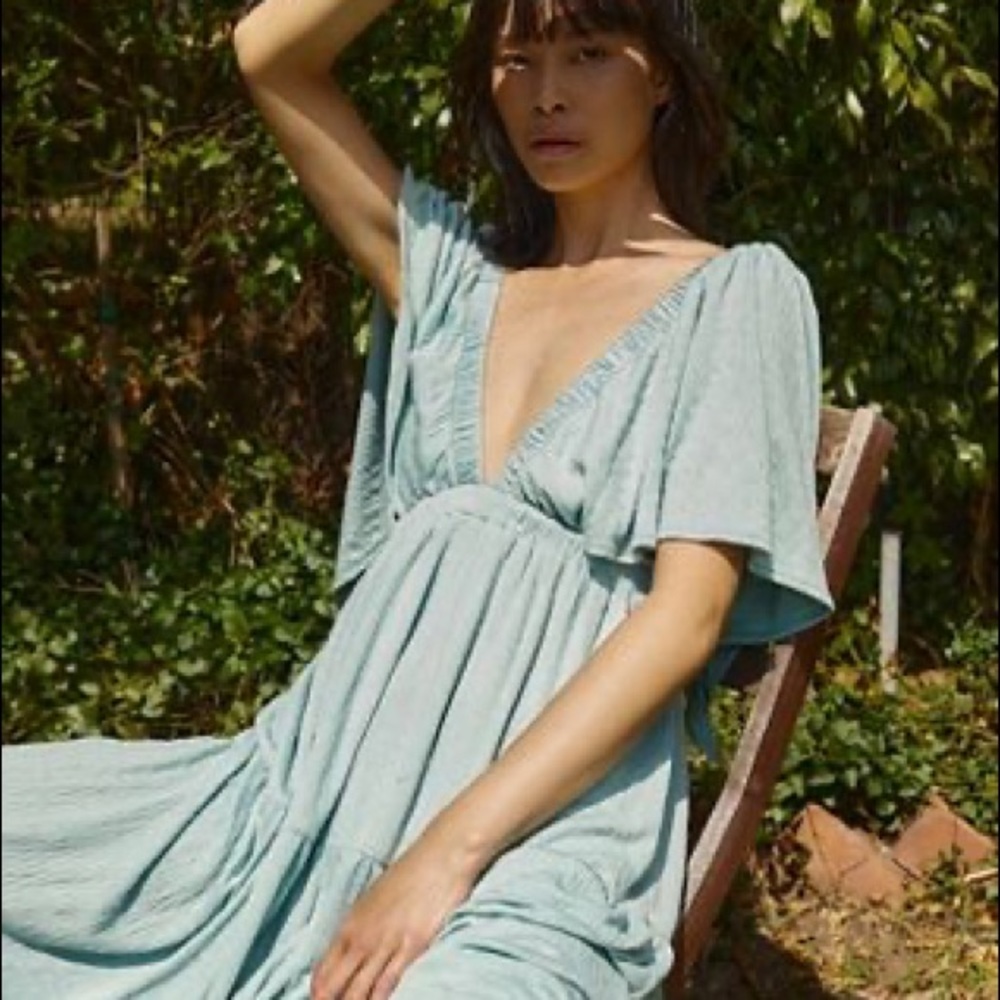 Free People La La Maxi Dress in Blue Dream Size XS